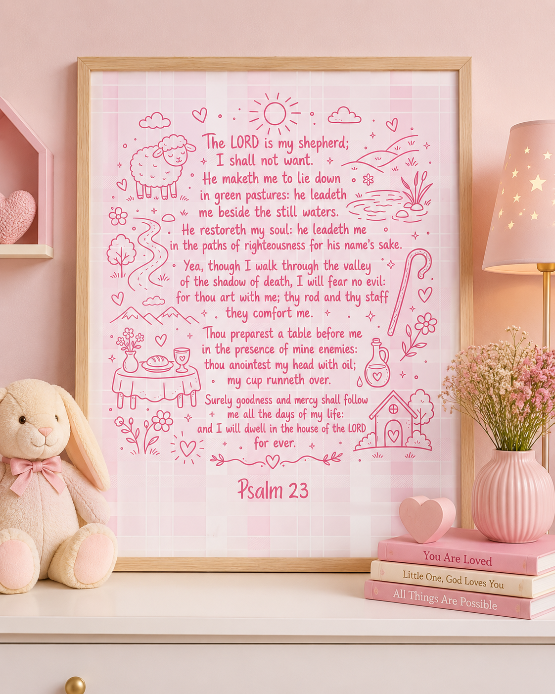 Psalm 23 KJV Christian Art Print for Kids – 11×14