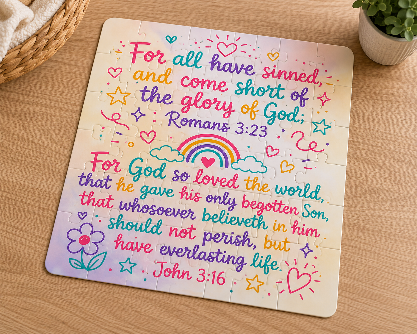 John 3:16 & Romans 3:23 Kids Bible Puzzle | 30-Piece Christian Puzzle