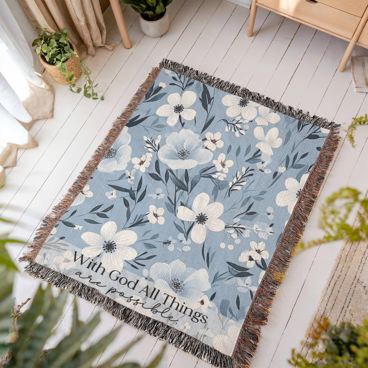 With God All Things Are Possible Woven Blanket