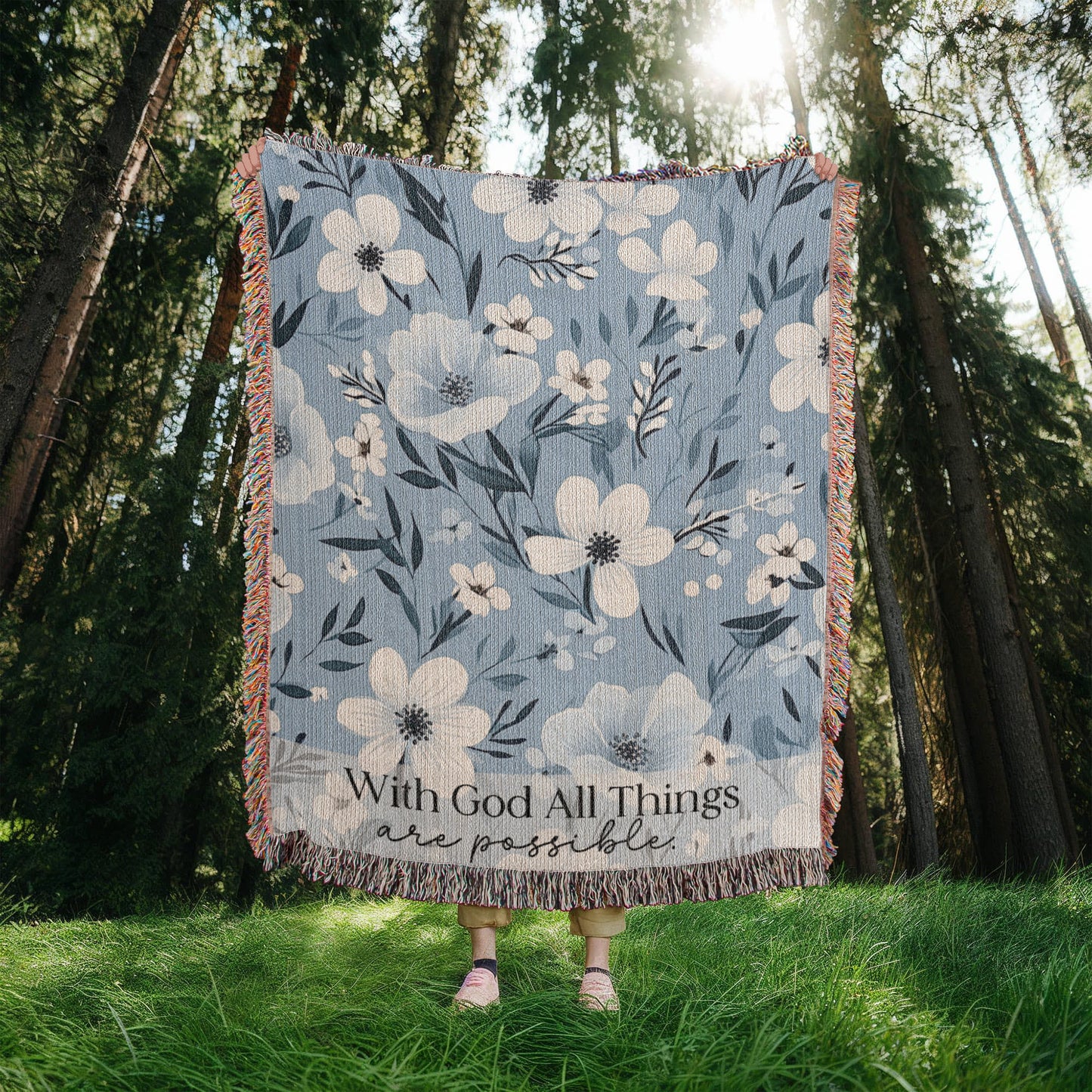 With God All Things Are Possible Woven Blanket