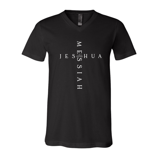 Messiah and Jeshua Cross V-Neck T-Shirt