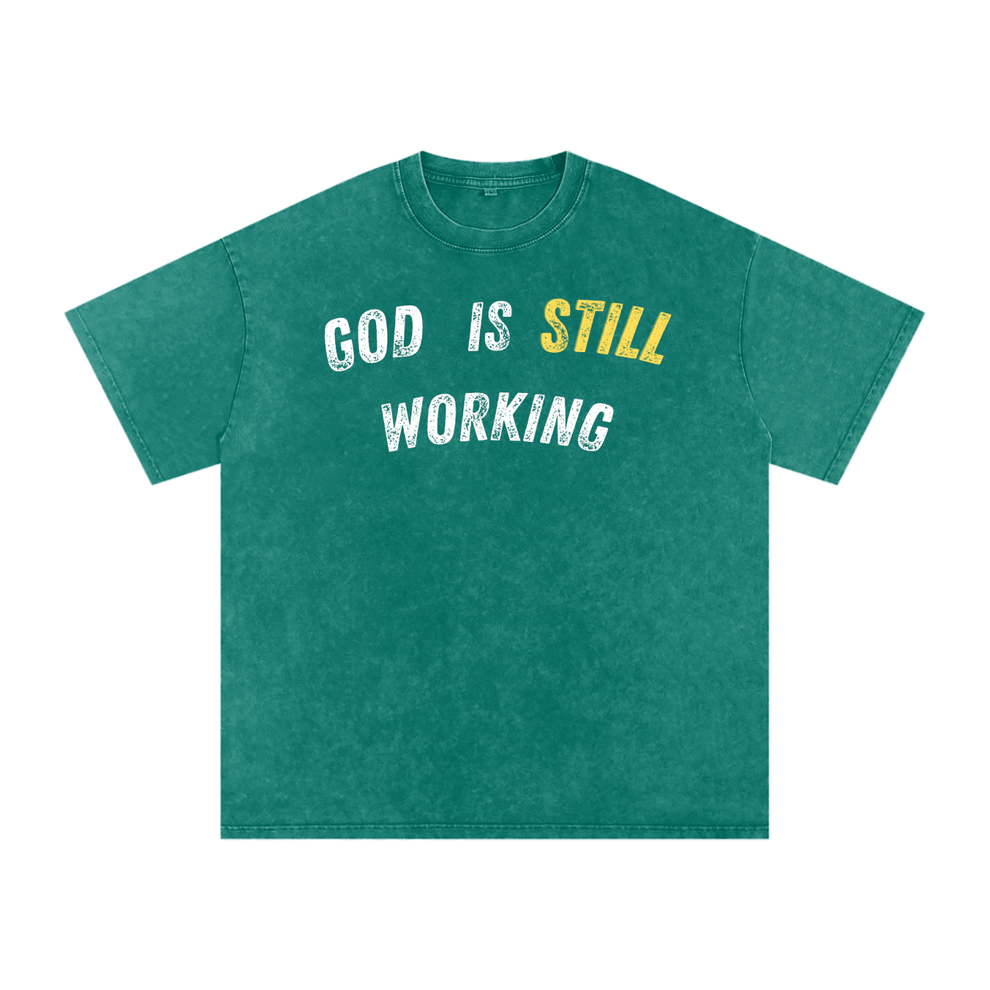 God Is Still Working Snow Washed Oversized Christian T-Shirt