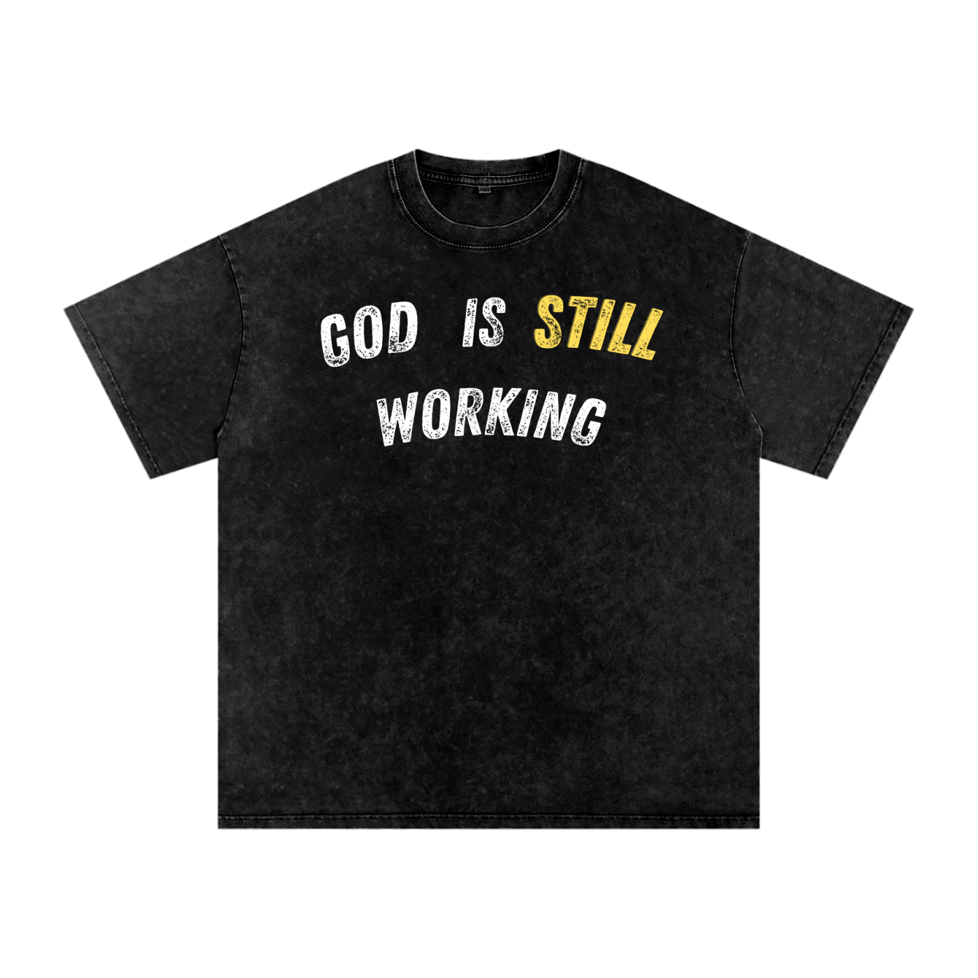 God Is Still Working Snow Washed Oversized Christian T-Shirt