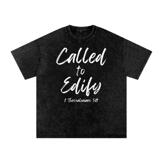 Called To Edify Snow Washed Oversized Christian T-Shirt