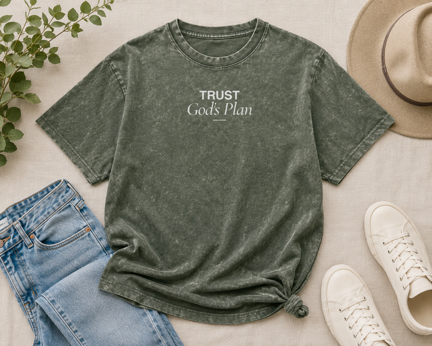Trust God’s Plan Snow Washed Oversized T-Shirt