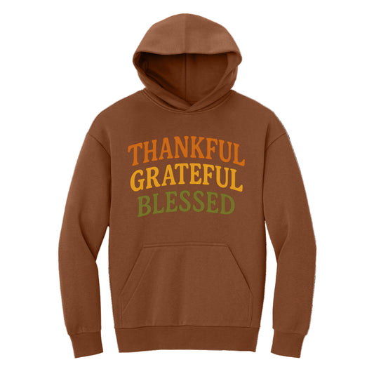Thankful Grateful Blessed Fall Colors Unisex Hoodie