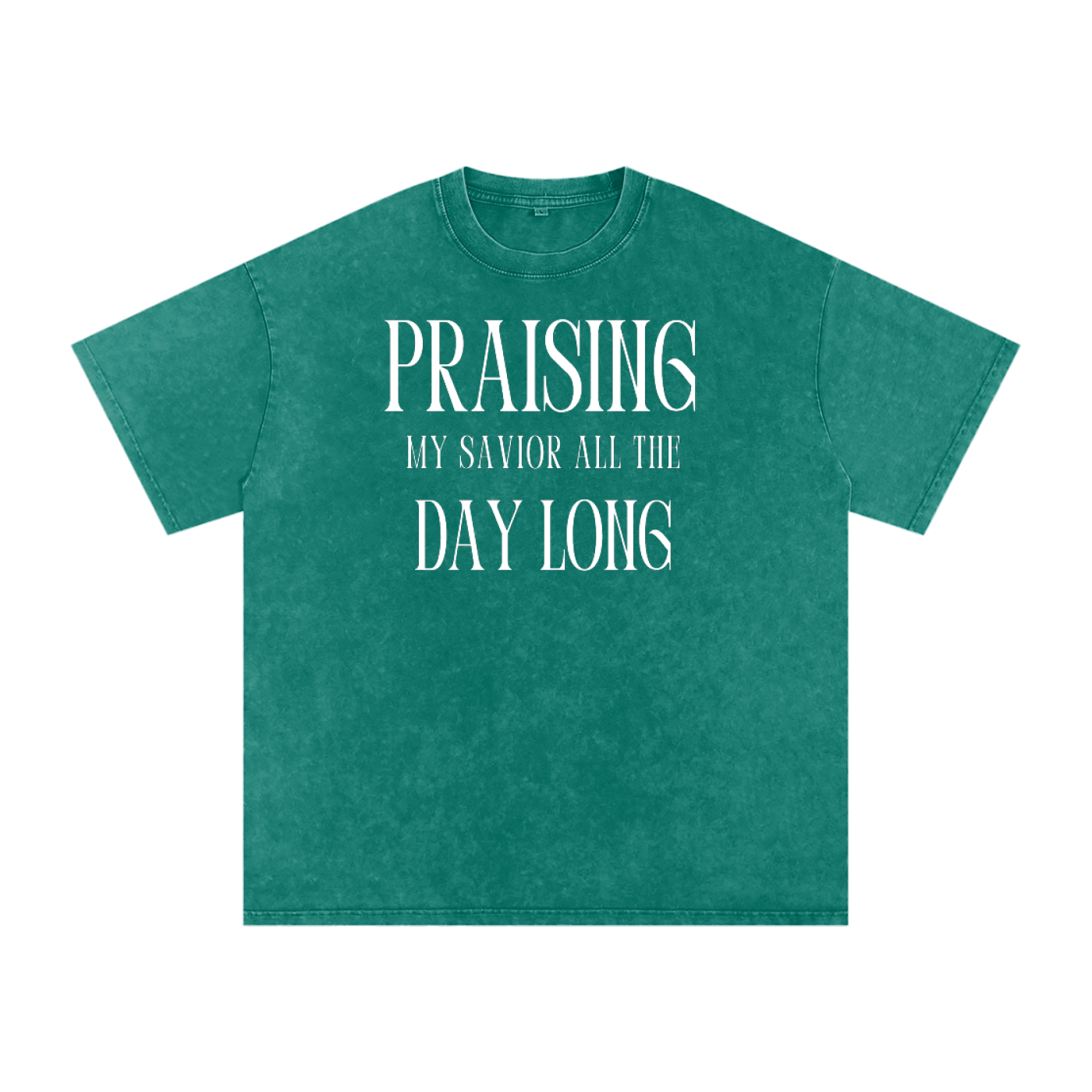 Praising My Savior All the Day Long Snow Washed Oversized Christian T-Shirt | Psalm 34:1