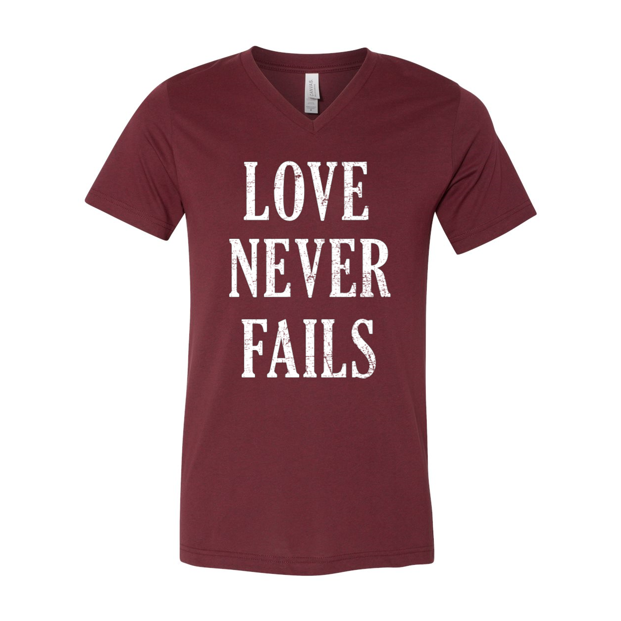 "Love Never Fails" Unisex V-Neck T-Shirt