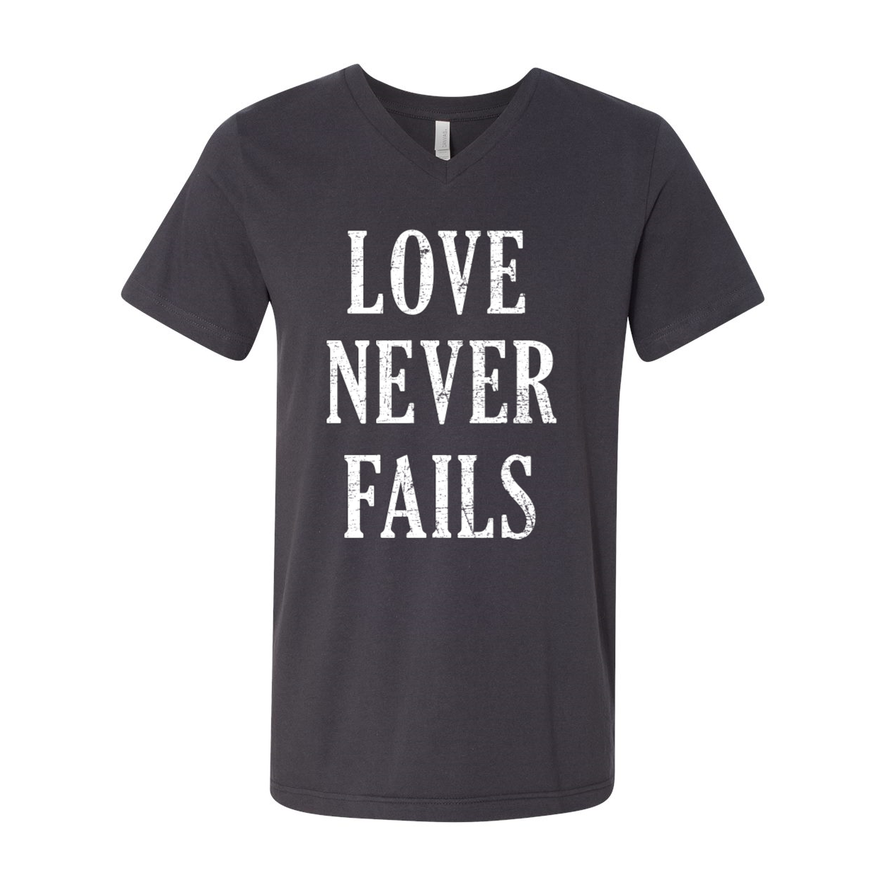 "Love Never Fails" Unisex V-Neck T-Shirt