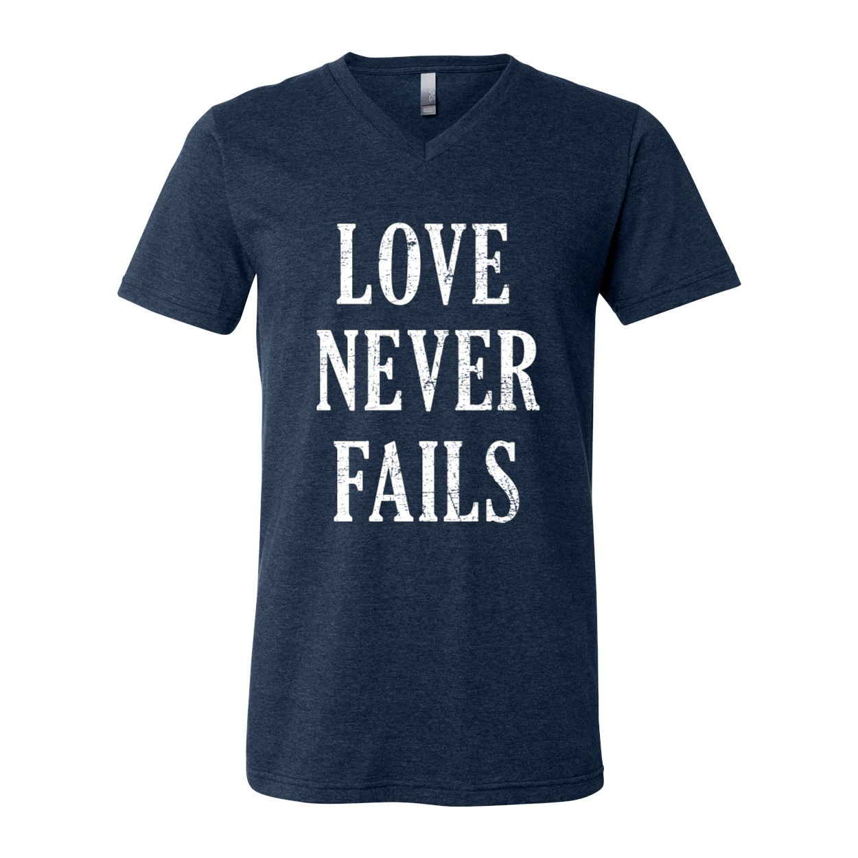 "Love Never Fails" Unisex V-Neck T-Shirt