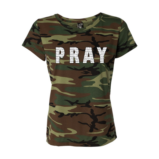 "Pray" Women's Camo Tee