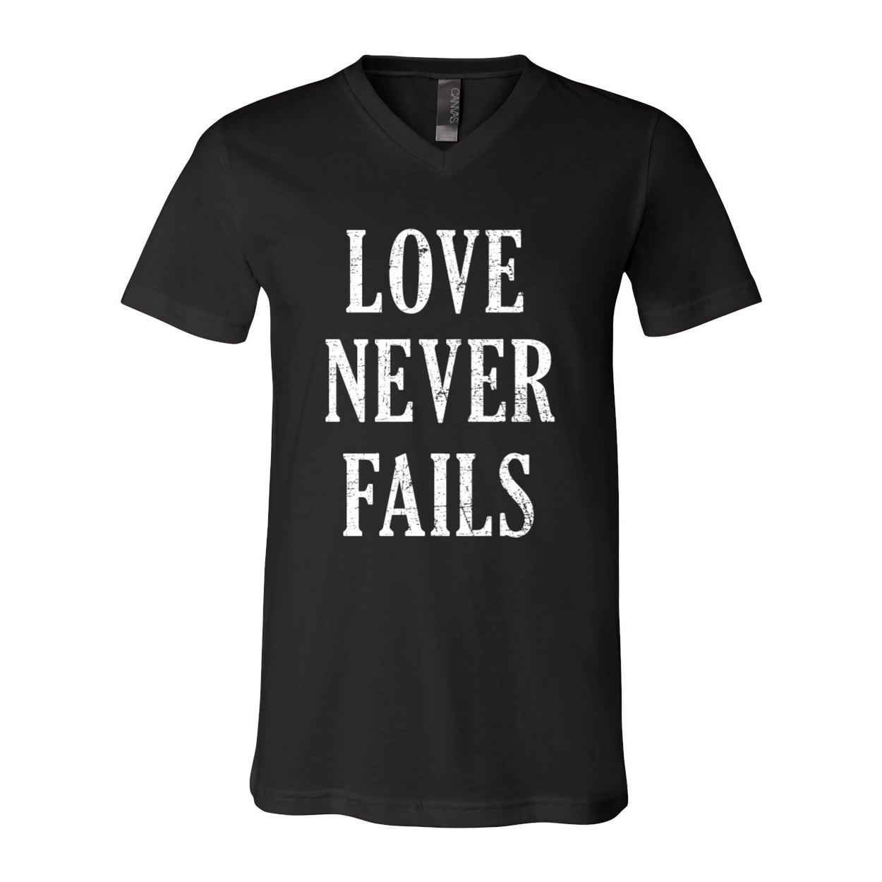 "Love Never Fails" Unisex V-Neck T-Shirt